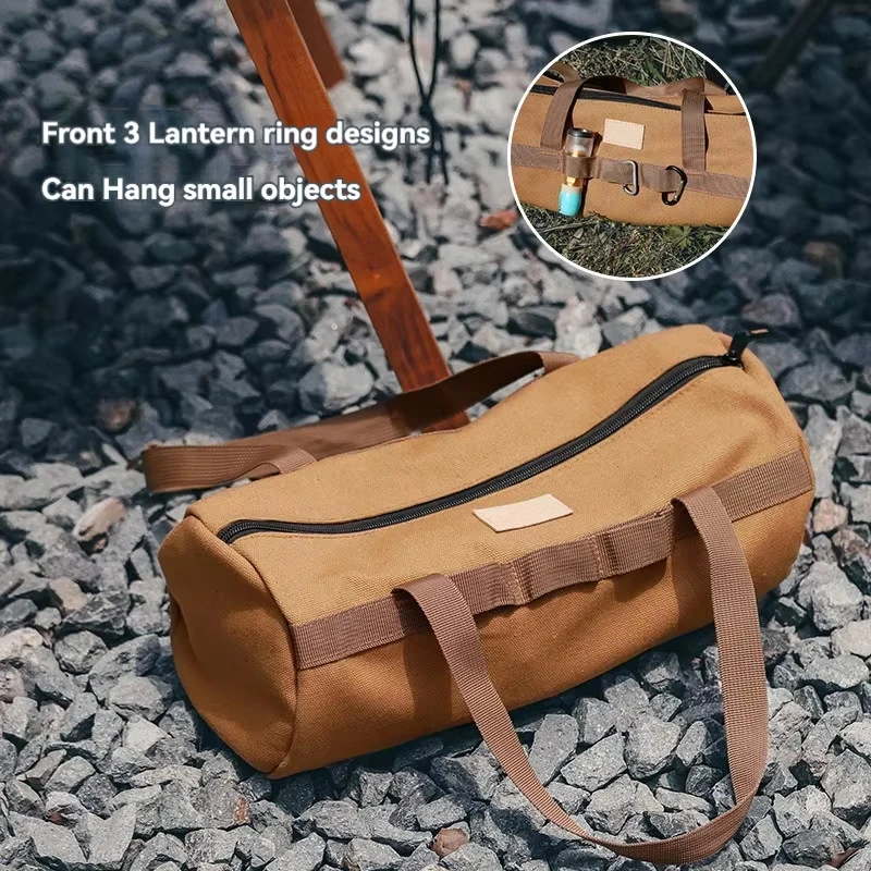 Cylindrical Nail Storage Bag Tent Peg Bag Large Capacity Tableware Handbag Portable Travel Supplies Outdoor Picnic Carrying Case