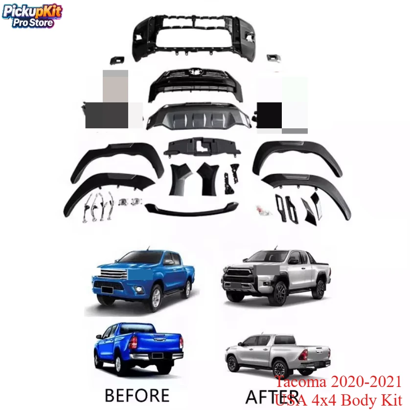 

Tacoma 2020-2021 USA 4x4 Body Kit - Offroad Bumper Grille Front Face Complete Upgrade Set