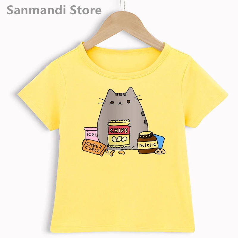 New Coffee Cat Love Nutella Graphic Print Tshirt for Girls/Boys Funny Kids Clothes  Shirt Kawaii Children Clothing T Shirt