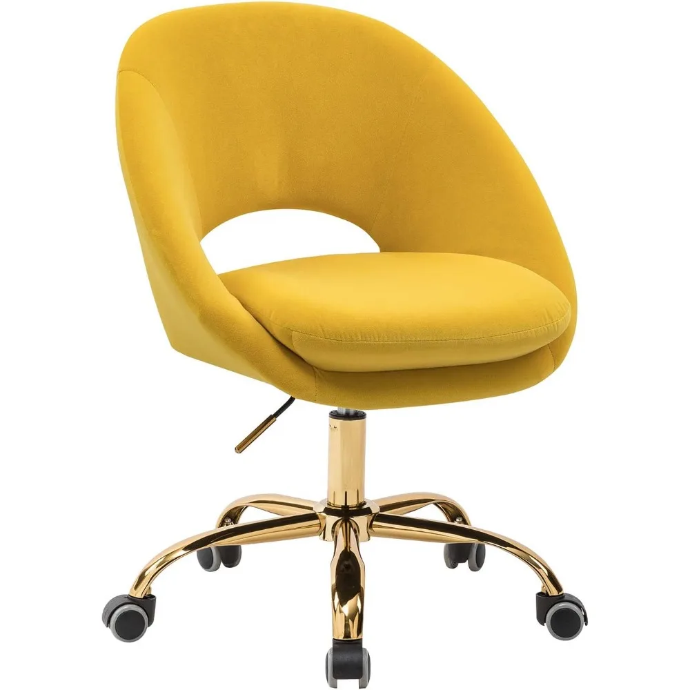 كرسي مكتب مخملي حديث من TINA'S HOME مع دوار قابل للتعديل، مكتب منجد مريح مع ظهر مفتوح، صغير لطيف لغرفة المعيشة #3