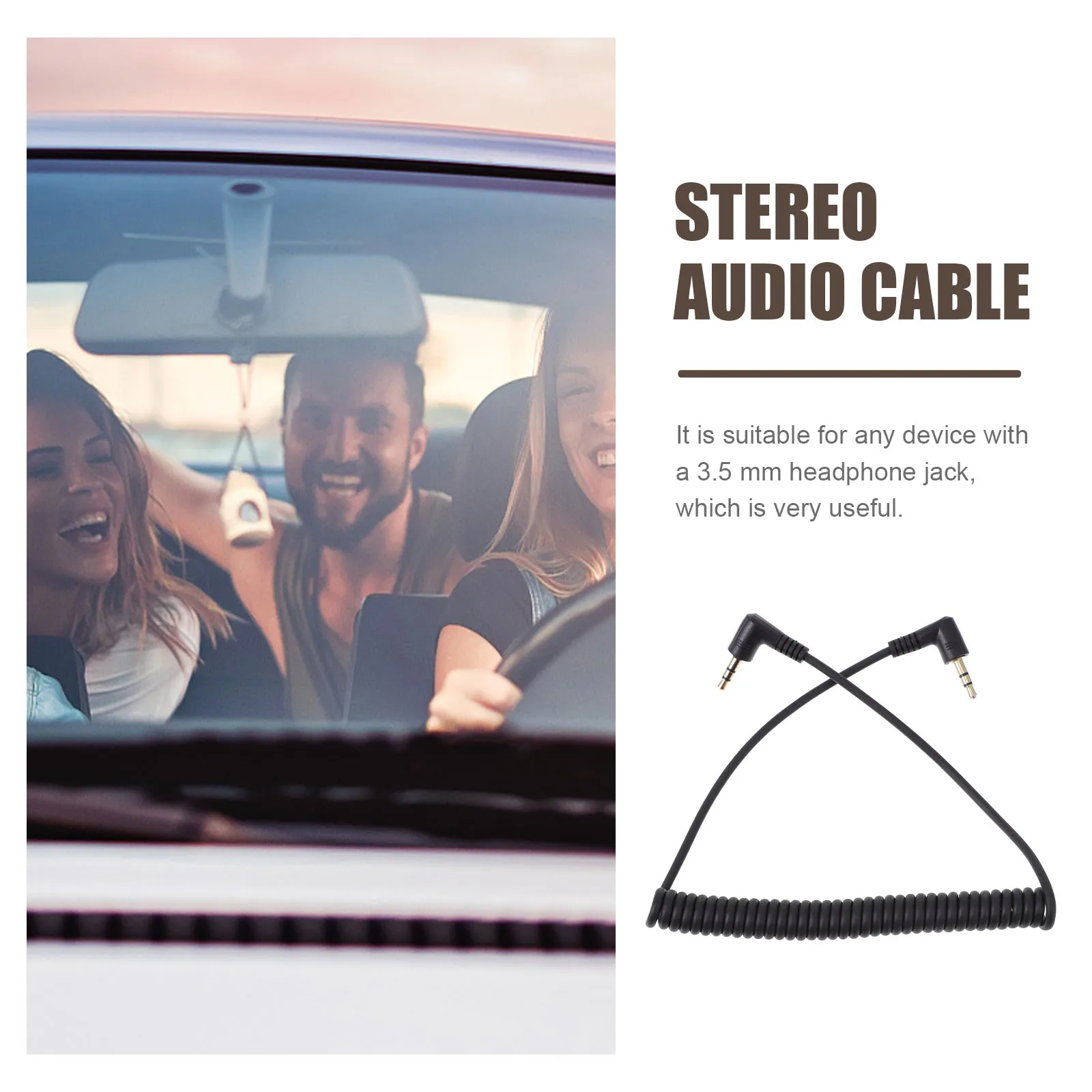 

1pc 3.5Mm Audio Cable Male To Male Professional Aux Cord Durable Spring Wire Compatible With All Jack Devices High Quality