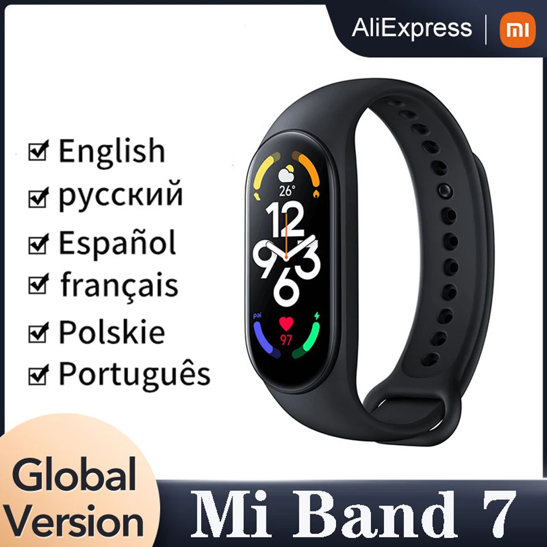 Xiaomi-Mi Band 7 Versão Global Banda Inteligente, 1.62 "AMOLED, Bluetooth 5.2, 120 Modos de Treino, Análise Profissional