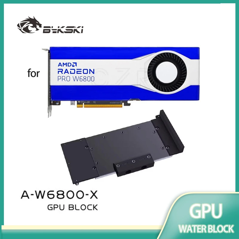 Bykski A-W6800-X Bloque GPU para uso en gráficos AMD Radeon Pro W6800/enfriador de agua de tarjeta de vídeo/cubierta completa/radiador totalmente metálico