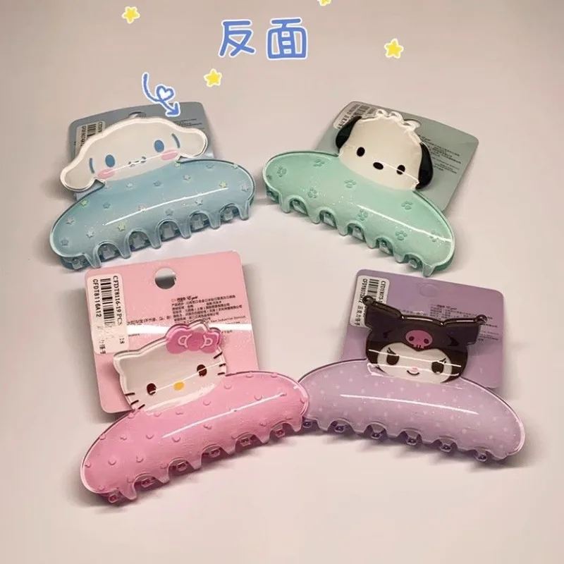 Kawaii อะนิเมะ Sanrio Grip คลิปการ์ตูนหวาน Kuromi Melody Cinnamoroll Hairpin น่ารักกลับหัวช้อน Hairpin Headwear Shark คลิป