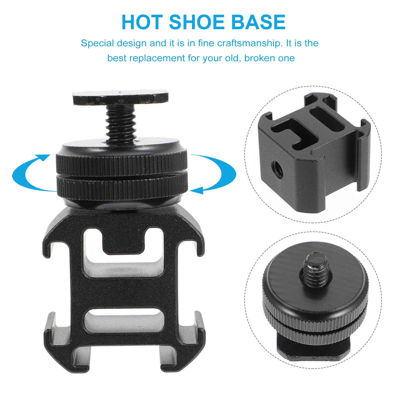 

Camera Bracket Dual Hot Shoe Adapter Mount Tripod Screw for Light Stand Lamp Holder