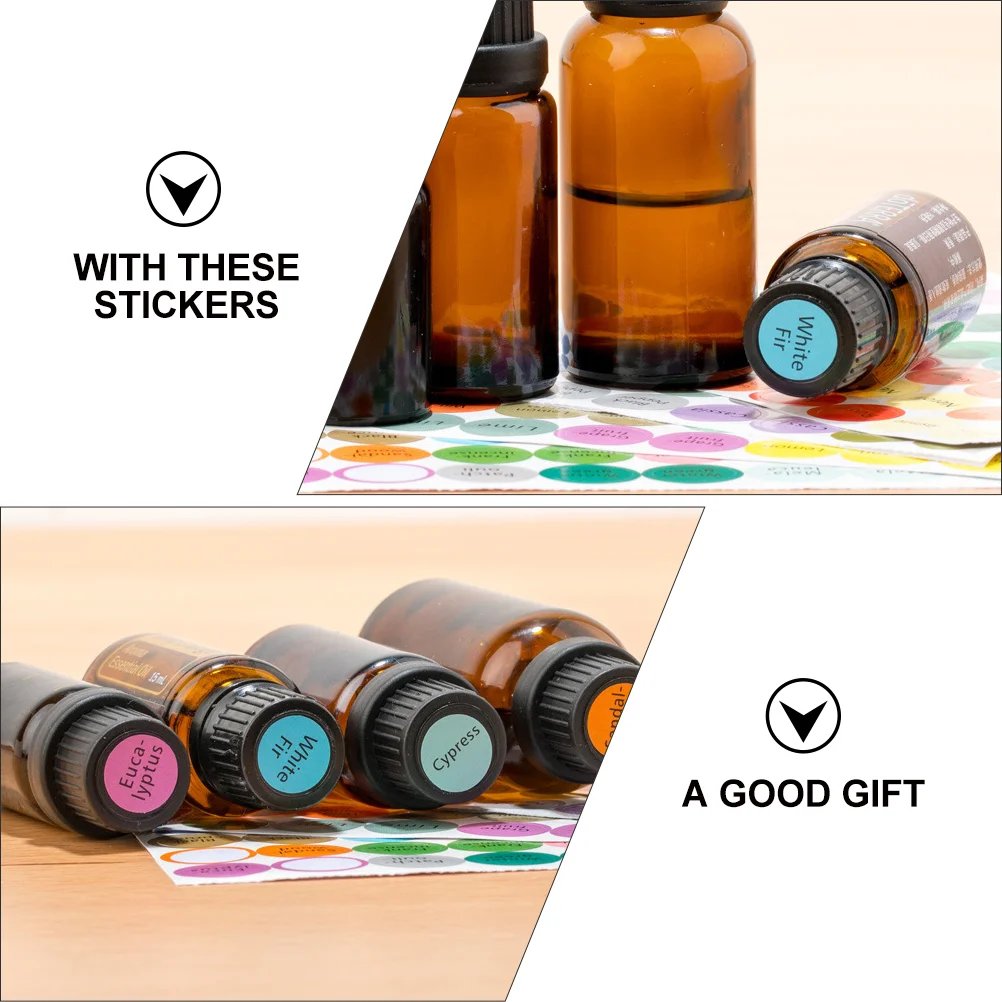 10 Pcs Essential Oil Stickers Food Container Labels Practical Adhesive Packaging Canned Bottle Decals Dot Rounded Tag