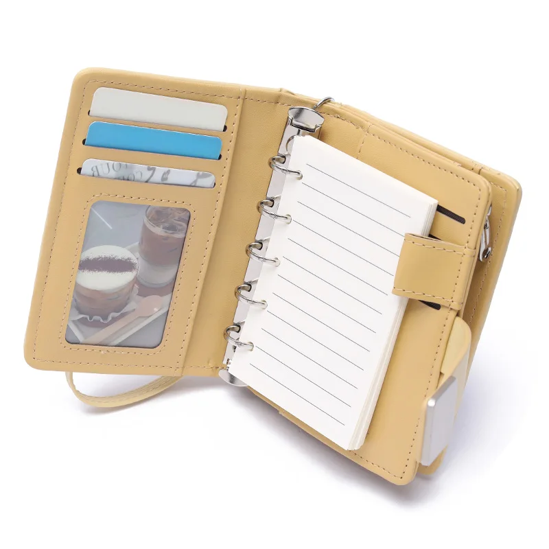 M5/A8 Size PU Leather Journal Notebook with 15MM Ring Binder Coin Purse - Portable Diary Planner Organizer for Easy Carrying