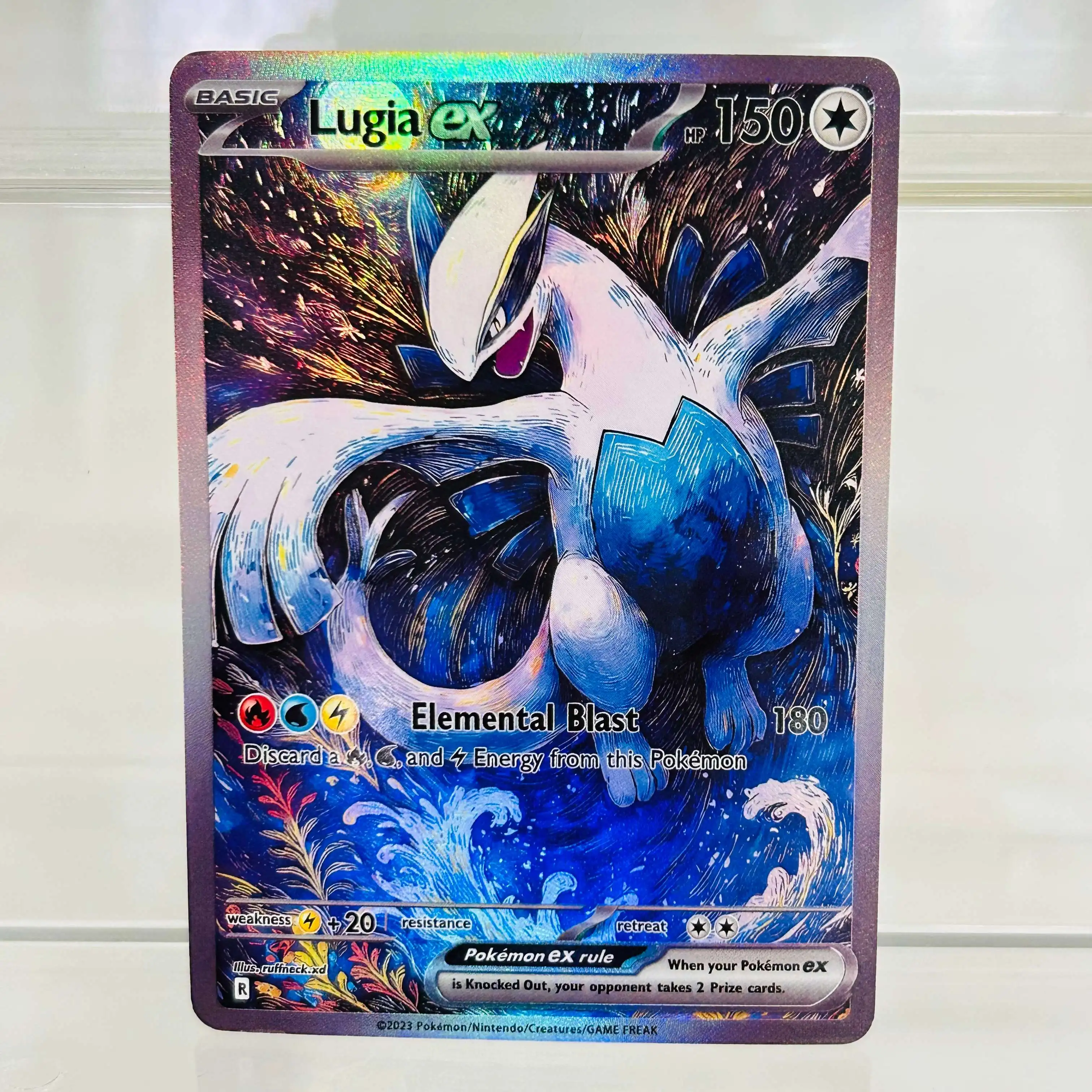 Cartão DIY Pokémon Lugia em Inglês com Textura Holográfica, em Perfeito Estado, Cartão Premium para Coleção de Anime