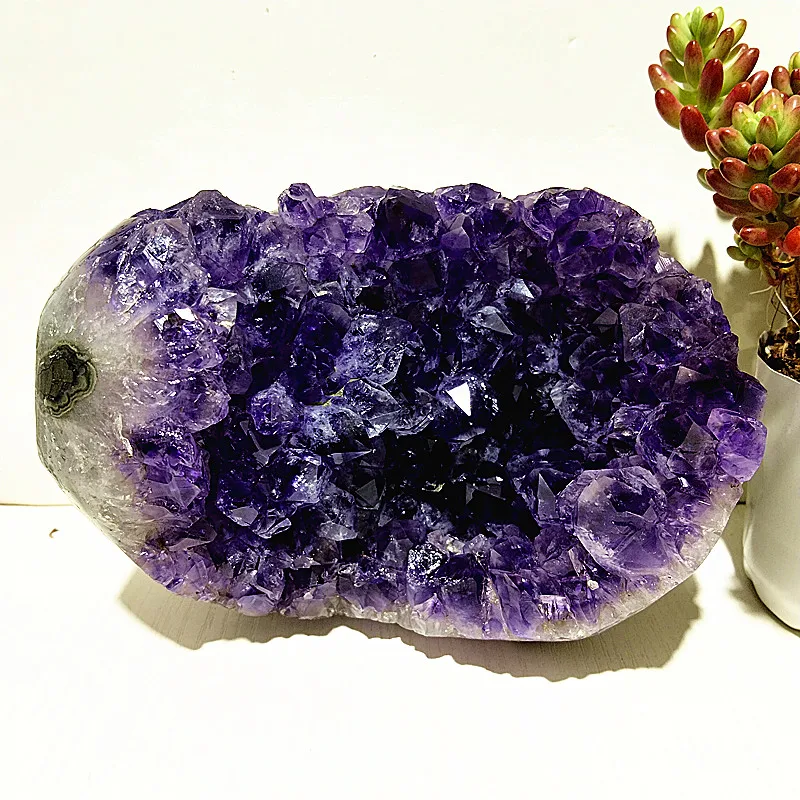 High Quality Uruguay Amethyst Stone Geode Quartz Crystal Cluster display amethyste pierre naturelle Healing Home Room decoration