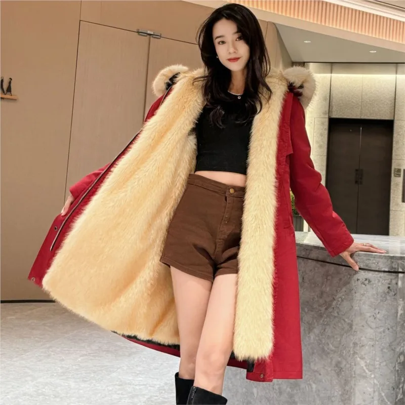 معطف سميك مختلط قابل للفصل مكون من قطعة واحدة من الفرو الجديد #3