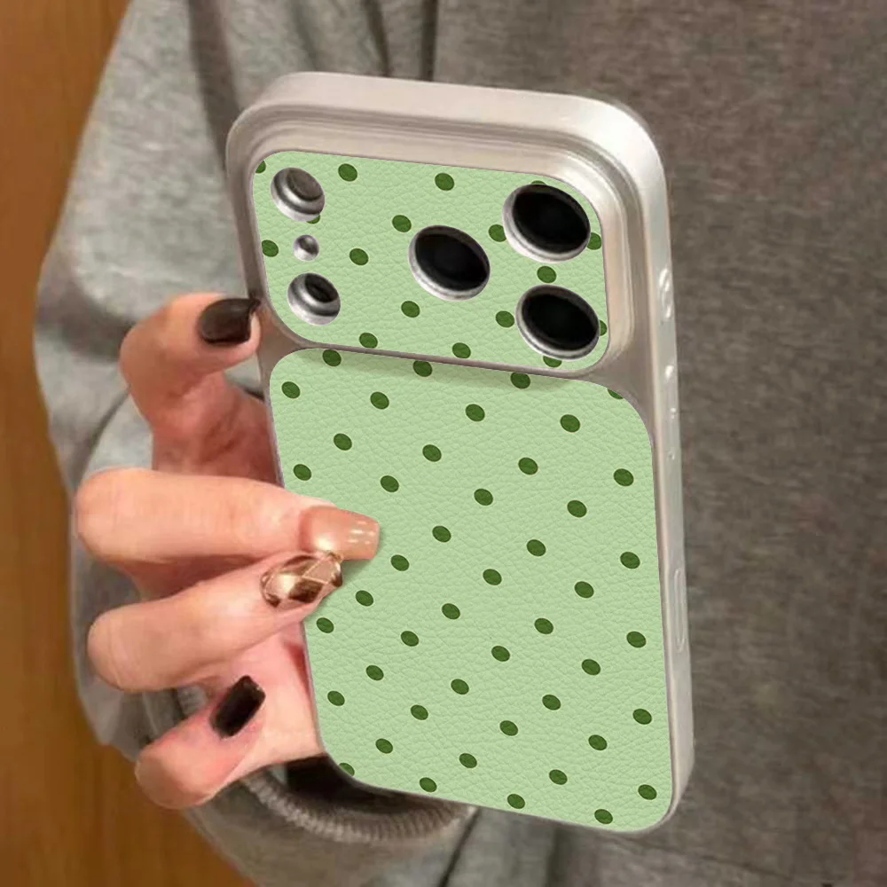 Green Polka Dot Phone Case For iPhone 18 Pro Max 17 16 15 Pro 11 12 Pro 13 14 Pro Max Shockproof Bumper Protective Back Cover