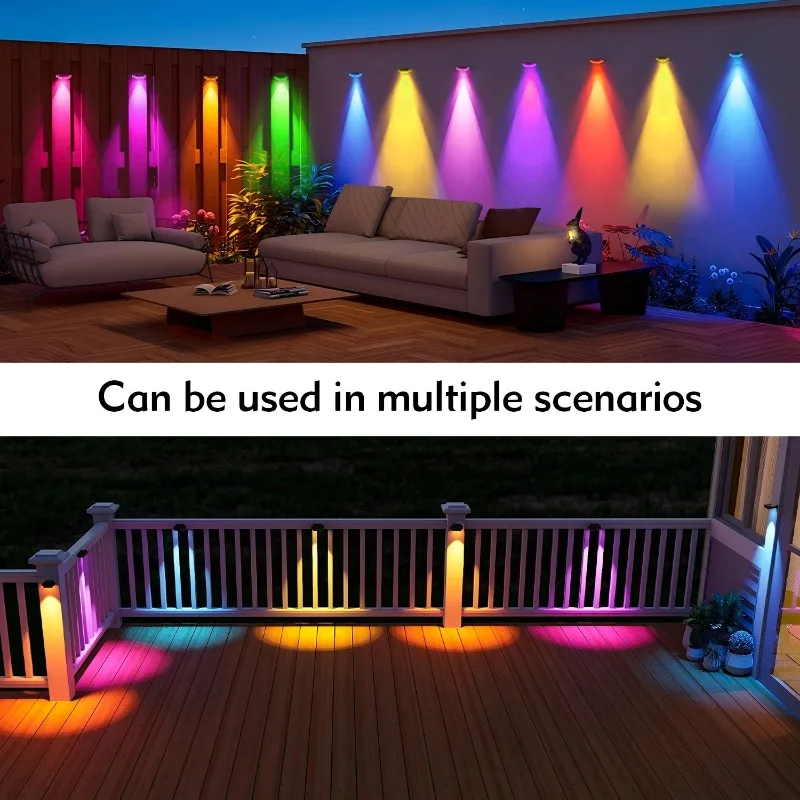 ضوء الفناء الخارجي، ضوء خارجي دائم RGB IC متعدد الألوان، ضوء سياج ذكي IP67 مع التحكم عن بعد في التطبيقات، ضوء عيد الميلاد #3