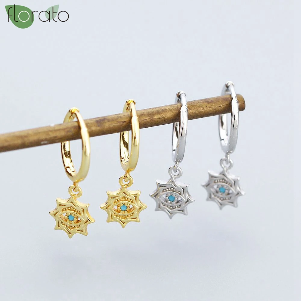 

925 Sterling Silver Needle Fashion Geometry Pendant Earrings 2025 New Devil's Eye Hoop Earring for Women Fine Party Jewelry Gift