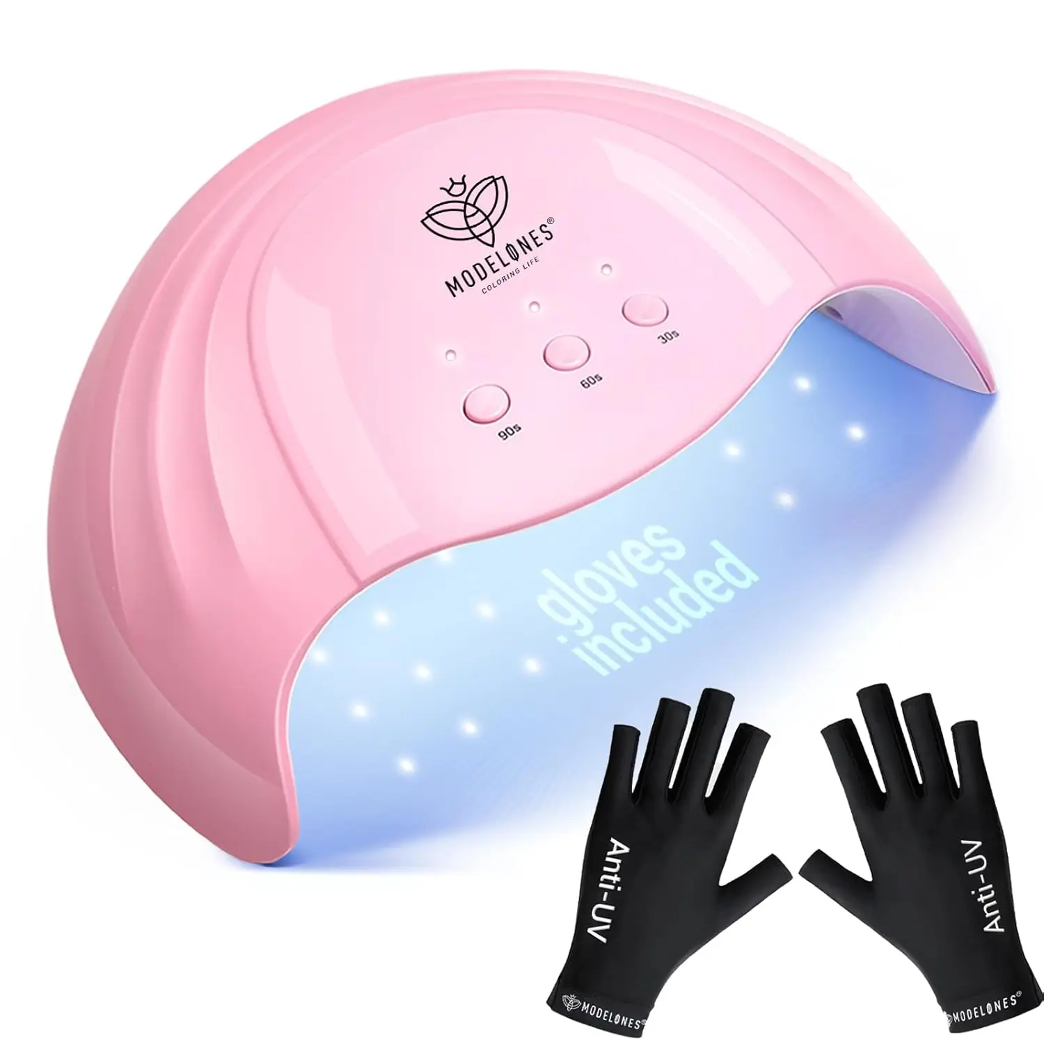 Modelones UV Light for Gel Nails with Gloves, 48 W Nail Dryer with 3 Timer Settings, Lamps for Gel Polish, Professional UPF99+