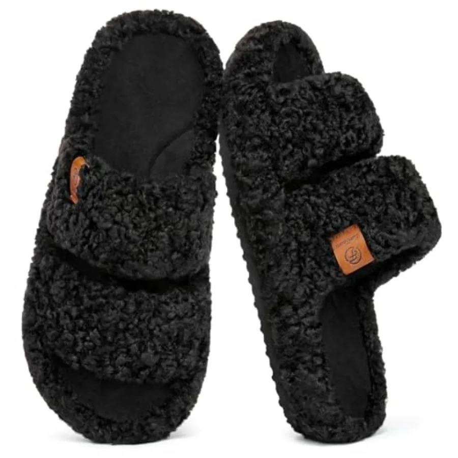 

Женские пушистые тапочки EverFoams с открытым носком, мягкие и удобные, с эффектом памяти, для дома