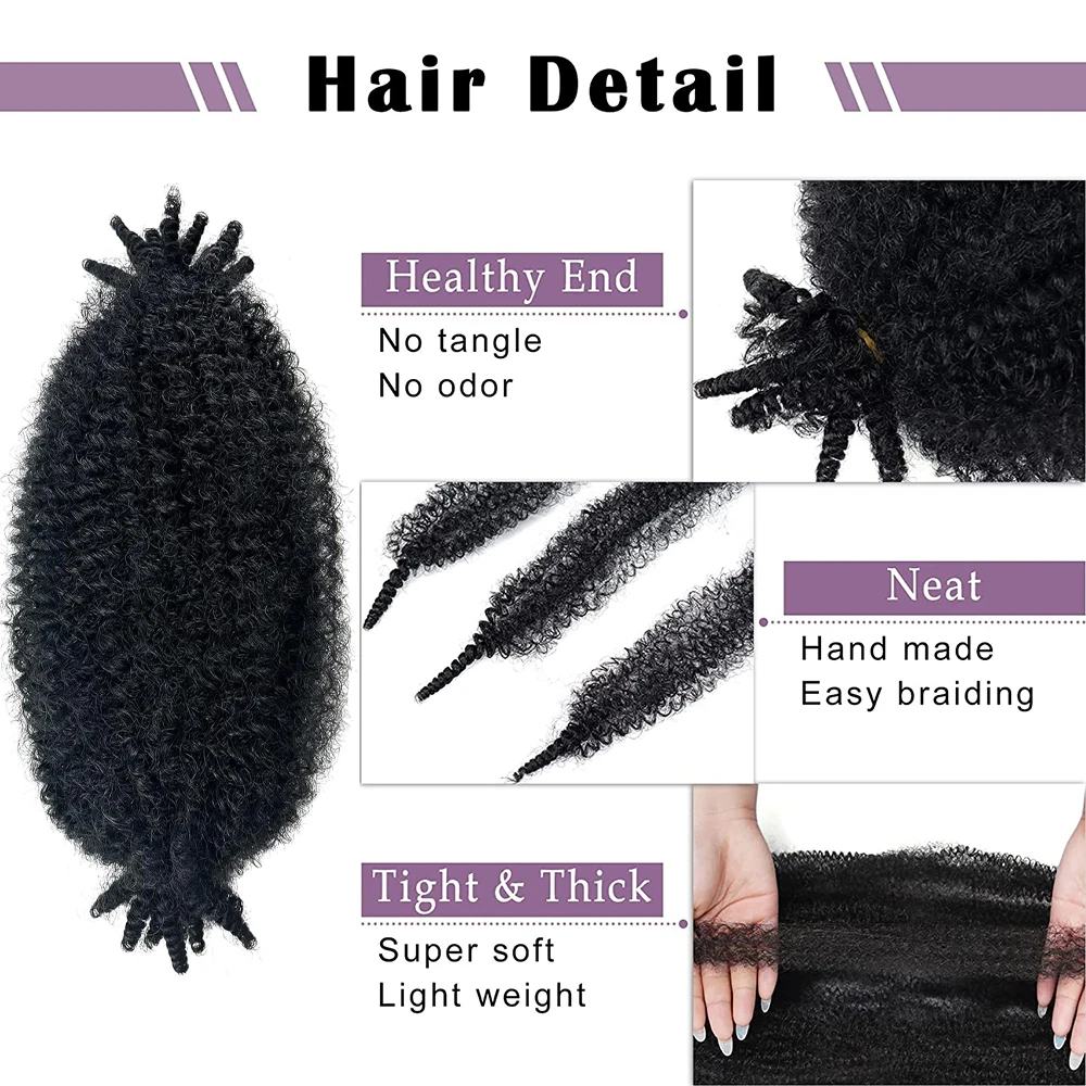 12 Inch synthic Stretchy African Marly Twist Hair ,Afro Spring Twist Crochet Braided Twist Hair Pre-Stretched Wrap Hair Extens