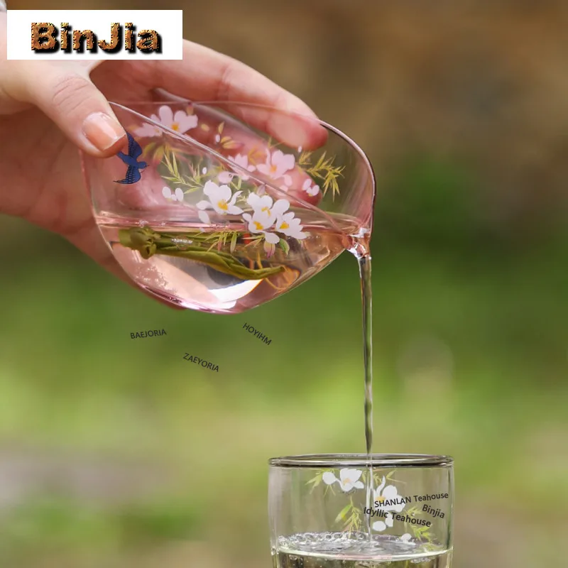 BAEJORIA 180ml Glass Swallow Coming Back Tea Pitcher Tea Divider Cha Hai Dispenser Household Justice Cup Fair Mug Teaset Gift