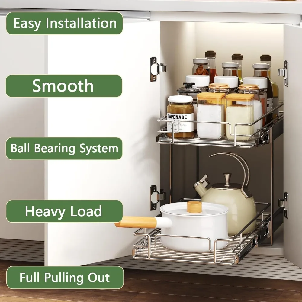 منظمات خزانات قابلة للسحب شديدة التحمل للتخزين الفعال: أرفف منزلق عميقة بعرض 10.5 × 18