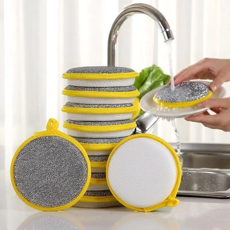 5/10Pcs Dishwashing Sponge Double-sided Dishwashing Brush Pot Scouring Pad Sponge Home Kitchen Cleaning Tool Dishwashing Towel view 2