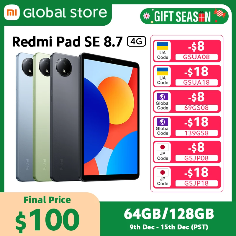 Global Version Xiaomi Redmi Pad SE 8.7 4G LCD 6650mAh Battery 8MP Camera 90Hz 18W fast charging MediaTek Helio G85 octa-core CPU