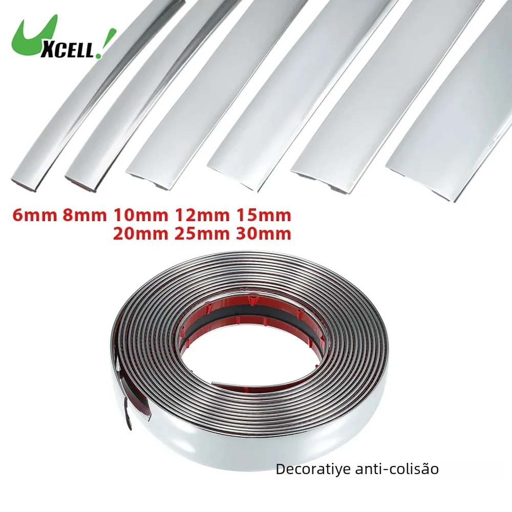 3m/5m exterior do carro cromo corpo tira pára-choques porta automática moldagem protetora estilo guarnição adesivo 6mm 8mm 10mm 12mm 15mm 20mm 30mm