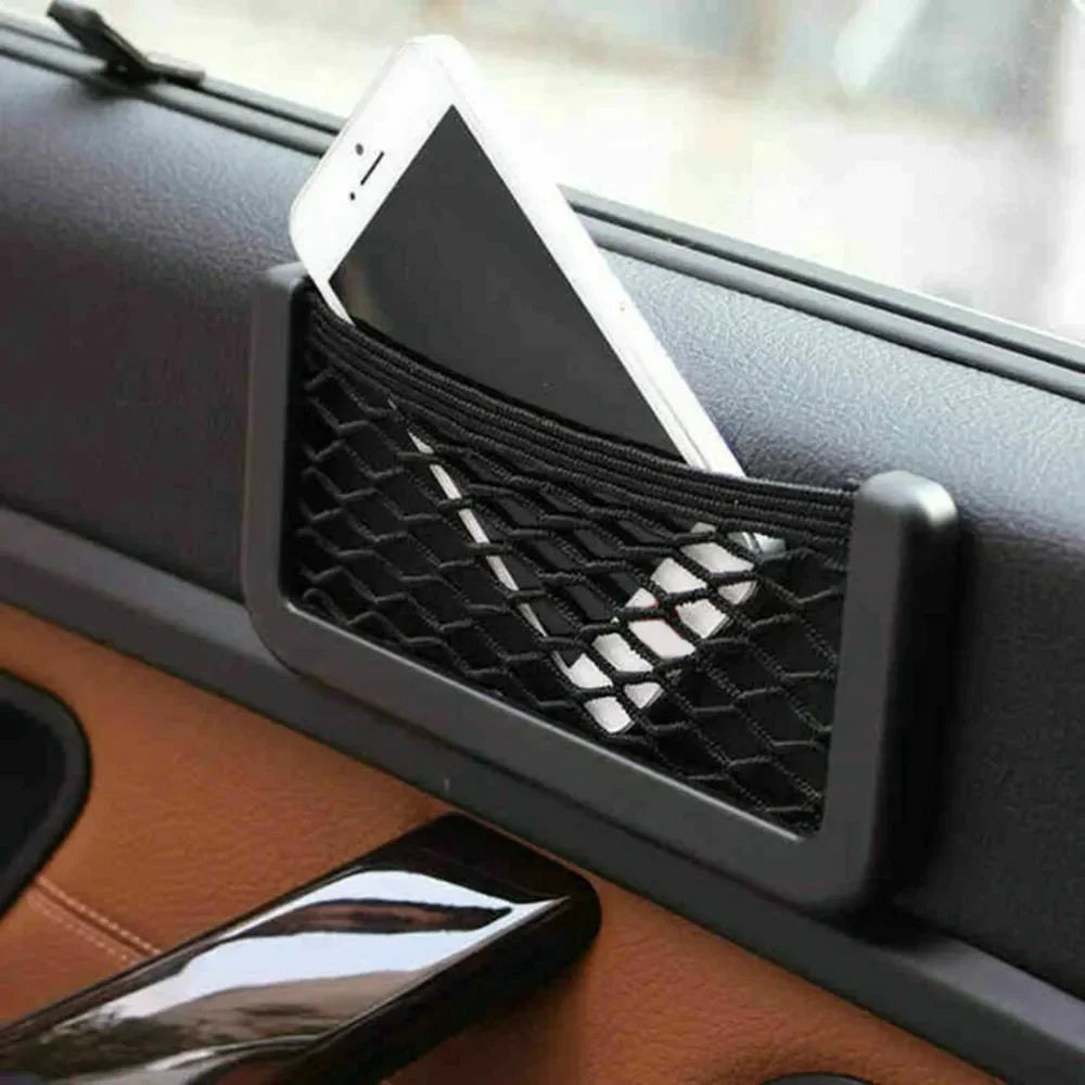3pcs Universal Car Organizer Mesh Storage Bag Net Pocket Phone Holder Net Auto Seat Side Interior Back Sundries Pocket Holder image 5