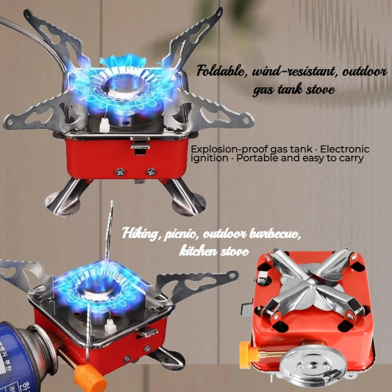 موقد غاز مربع صغير محمول للتخييم والمشي لمسافات طويلة والسفر، خفيف الوزن للغاية وقابل للطي للتخييم، معدات الطبخ في الهواء الطلق #1