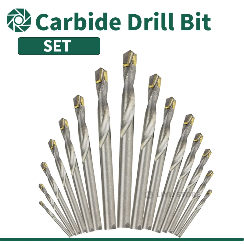 Carbide Drill Bits With Tungsten Steel Straight Shank Drill Bits Are Used For Steel Iron Aluminum Alloy Ceramic Tiles 3-20mm Set