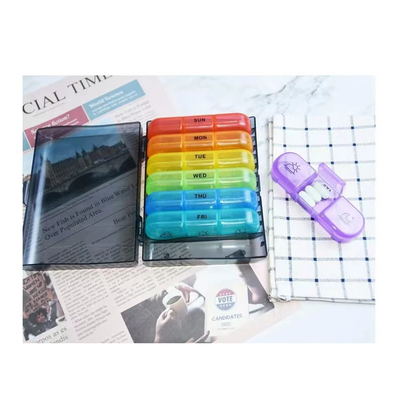 Pastillero Portatil Para Viaje 7 Dias منظم 3 مرات في اليوم فيتامينات الفقرة فيتامينات الطب Aceites Pescado #4