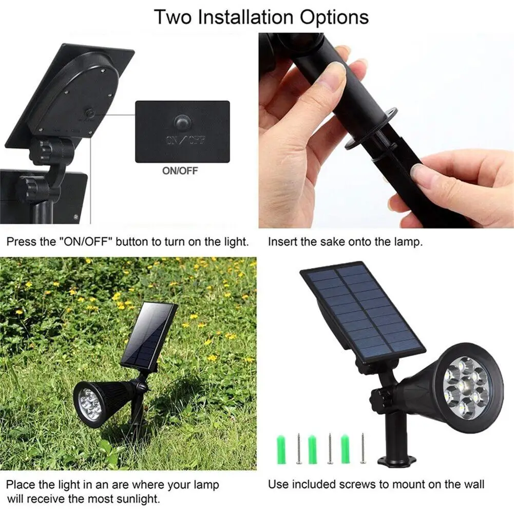 7led Solar Spot Lights Built In 2200mah Lithium Battery Outdoor Colorful Rgb Garden Lawn Landscape Lamp