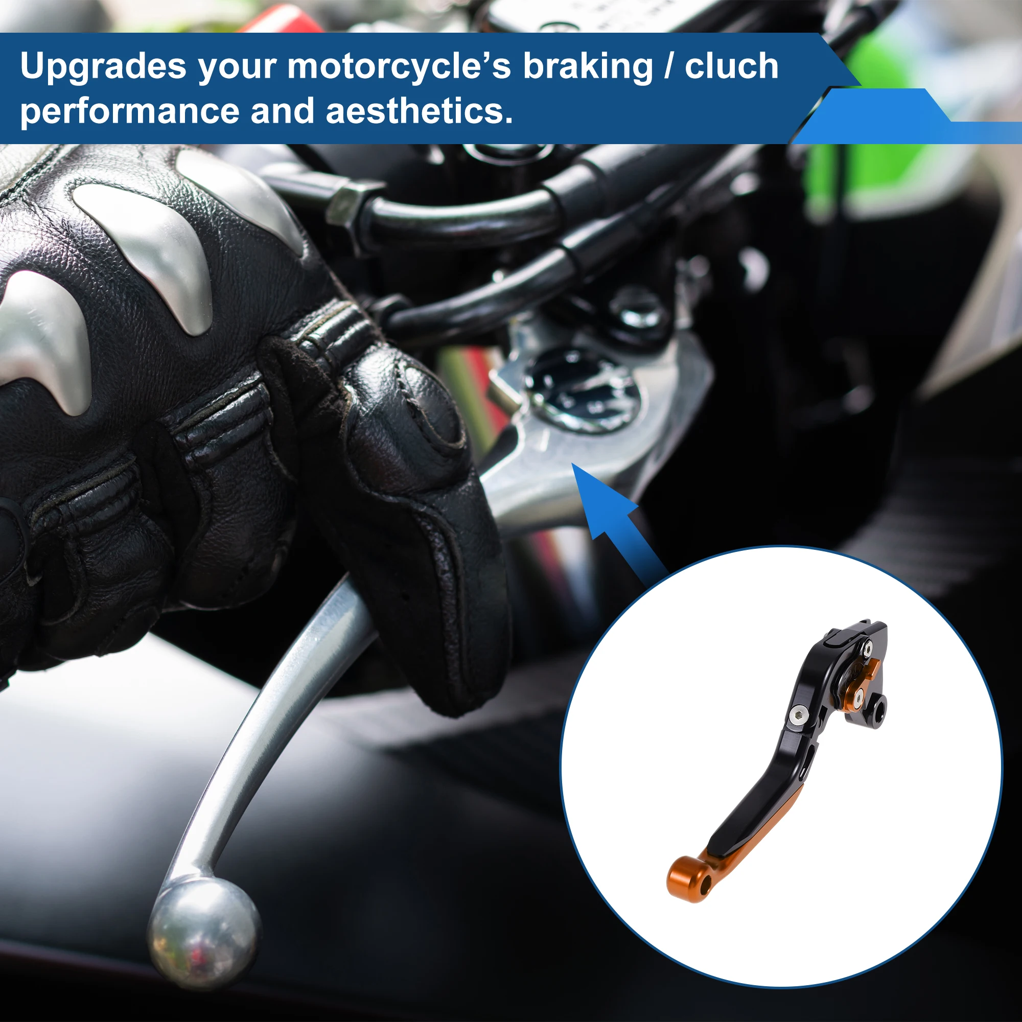 عتلات فرامل قصيرة طويلة قابلة للتعديل من Motoforti لـ Kawasaki ZZR600 05-09 أسود برتقالي #3