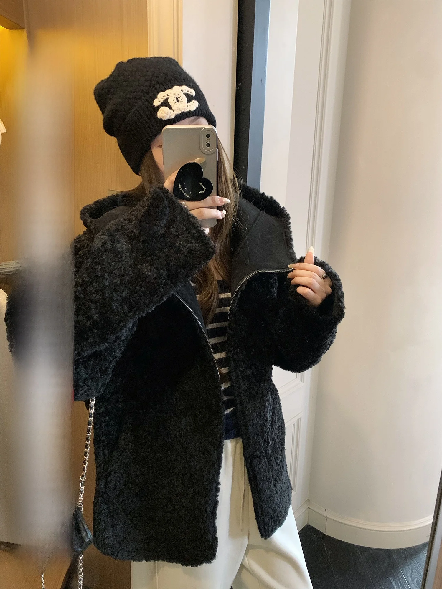 

Hhi Baroque Praise Gift Lamb Fur Simulation Inteated Women's Winter Loose Slimming Environmental Protection Outerwear