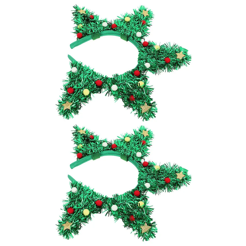 

2 Pcs Christmas Stocking Stuffer Cute Headband Costume Headbands Tree Hair Accessory Party Supplies