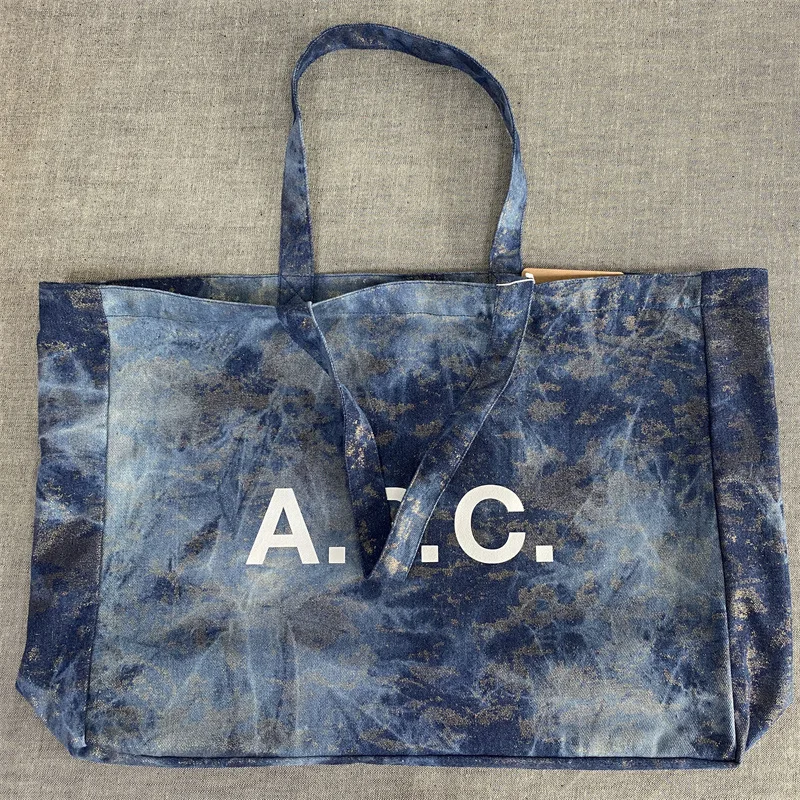 Modny, unisex, dżinsowy styl tie-dye. Duża torba płócienna Torba podróżna Torba materiałowa Casualowa torba na ramię Torba damska. Luksusowa torba