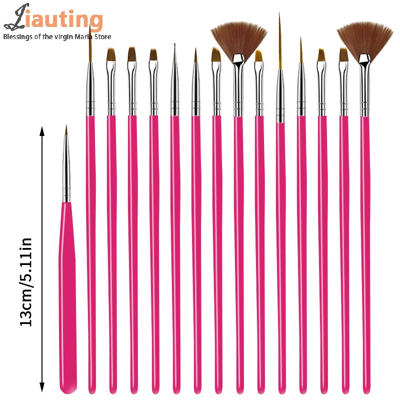 15 pezzi di pennelli per penna per nail art set di linee multifunzionali strisce pennello per intaglio penna da disegno fai da te pennelli per gel UV strumento per manicure per pittura