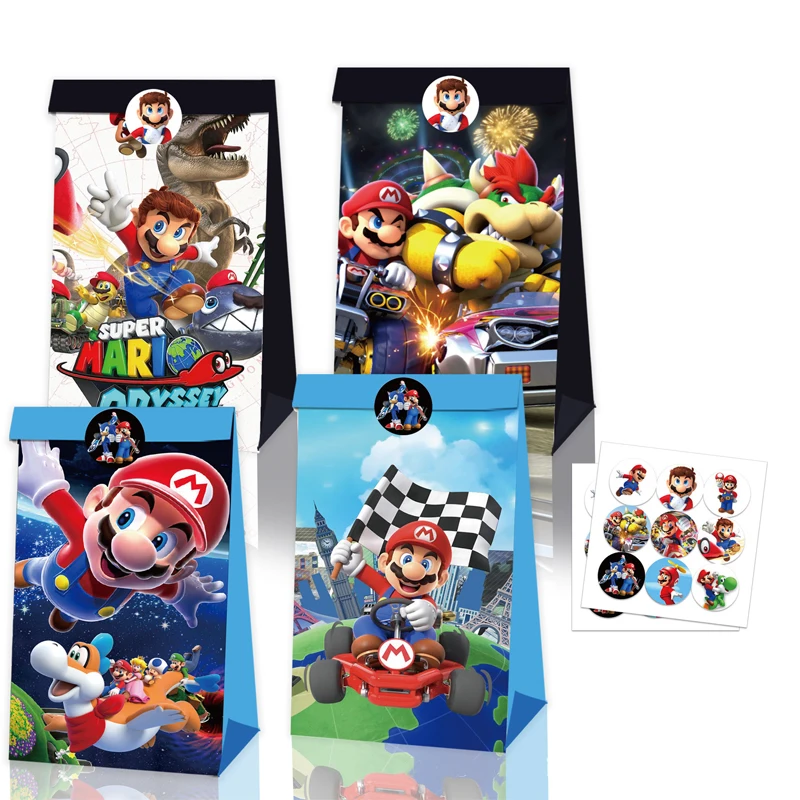 

12pcs Super Mario Paper Bag Birthday Party Supplies Mario Bros Party Favors Bags to Pack Products Gift Bags Packag Baby Shower