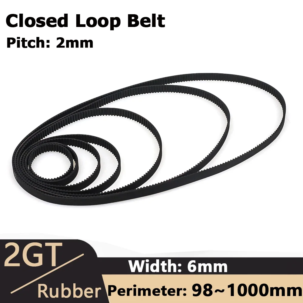 

2GT Belt Width 6mm GT2 Timing Belt Closed Loop Rubber Perimeter 98mm~1000mm Timing Synchronous Belt 3D Printer Belt Parts