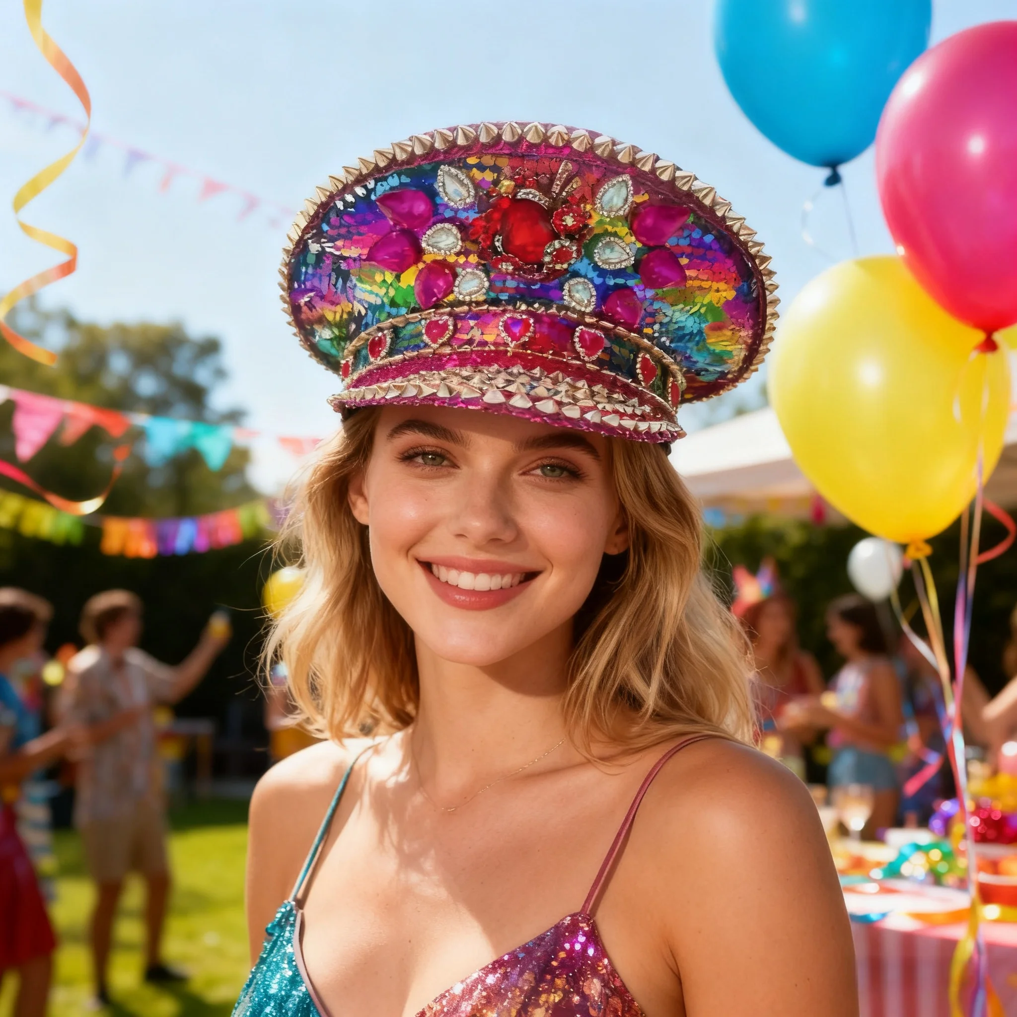 HongLuan Yellow Laser Leather Loop Captain Hat Rhinestone & Military Caps for Woman, Rave Festivals Accessories ＆ Party Cap Man