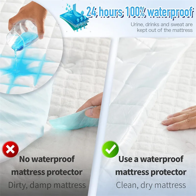 Home Mattress Cover Waterproof Thickened Quilted Waterproof Bed Cover Breathable Mattress Protector Fitted Bed Sheet 140/160x200