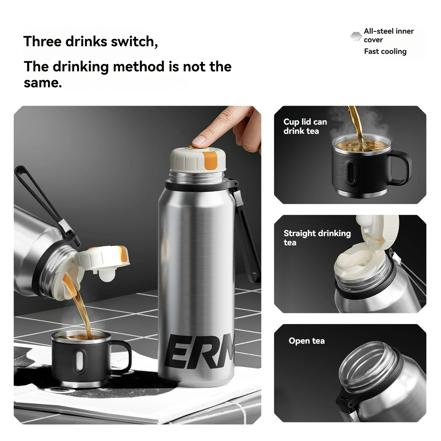 1000ML Stainless Steel Tumbler Vacuum Insulated Water Bottle Large Capacity Flask Leakproof Cup Keep Hot Cold Camping Office