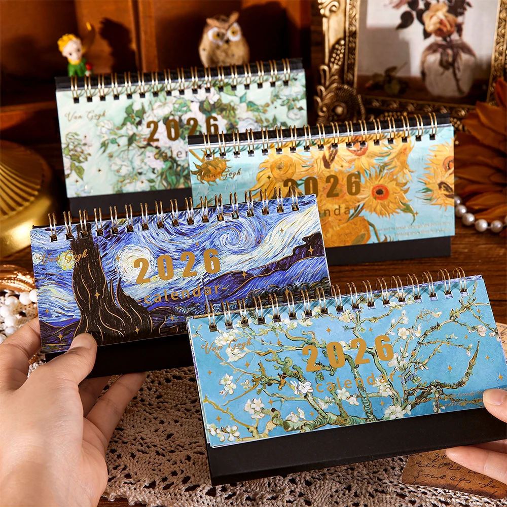 2026 تقويم مكتبي نمط رسم فني عتيق، مخطط شهري مع لوحة مذكرة للمكتب والمنزل والمدرسة والتخطيط والتنظيم #3