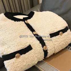 2022 Women Winter Warm Fleece Jacket Patchwork Loose Kawaii Overcoat Retro Casual Korean Fashion Short Faux Fur Coat Female Kpop