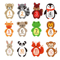 12PCS Baby Milestone Stickers Infants 1-12 Months Growth Record Photograph Monthly Stickers DIY Commemorative Photo Booth Props