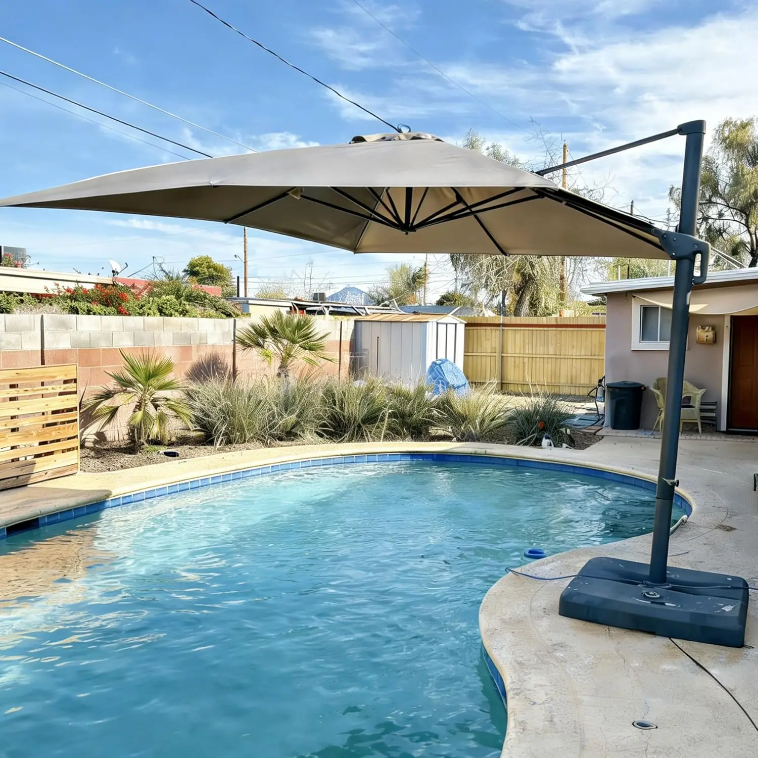 

10'x13' Rectangle Cantilever Umbrella with Base Large Aluminum Outdoor Patio Umbrella 3-Year Resistant Recycled Fabric , Custom