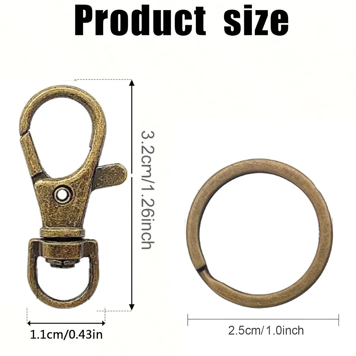 30/50 PCS Keychain Hook with Key Ring Keychain Clip Hook with Flat Ring for Lanyard Jewelry Making DIY Crafts