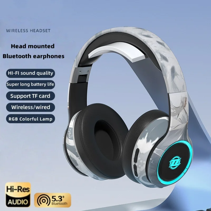 

Wireless Bluetooth5.3 HI-FI Foldable Head Mounted Esports Noise Reduction Ultra Long Battery Life Headphones with Microphone RGB