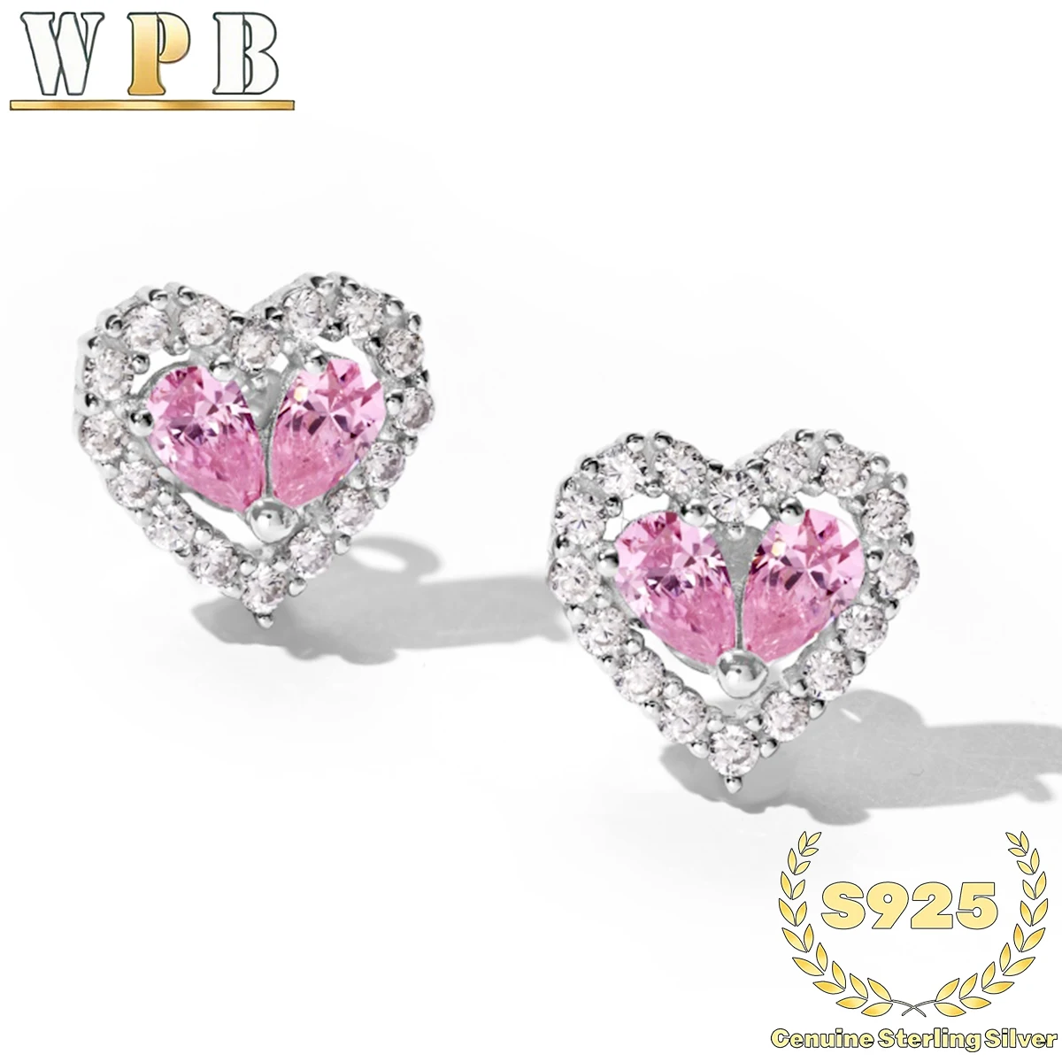 

Серьги-гвоздики из стерлингового серебра S925 с розовым цирконом в форме сердца, в оправе с крапановой закрепкой, подарок на День святого Валентина и годовщину для женщин, романтические украшения