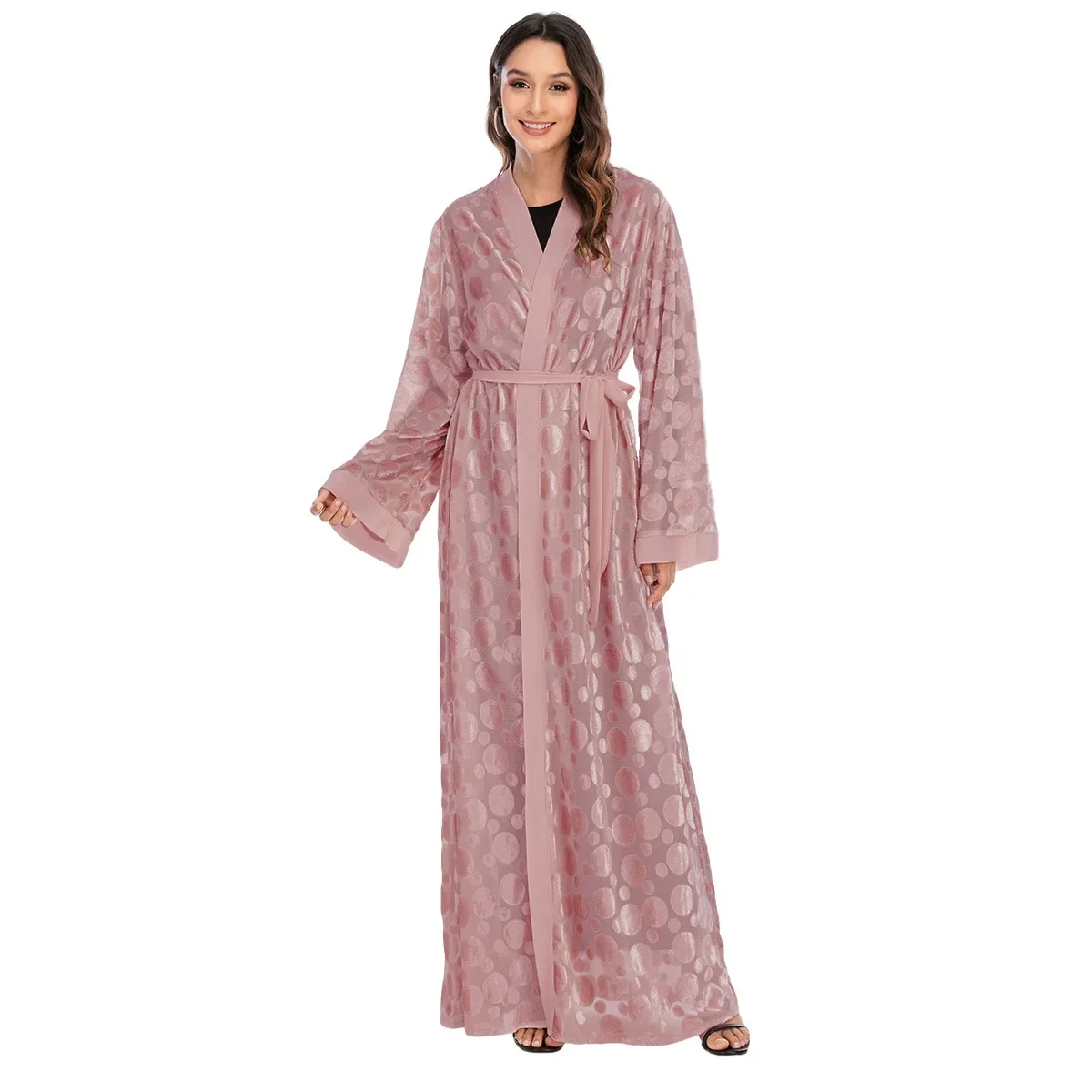 

Dubai Muslim Dress Cardigan Abaya for Women Elegance Lace-up Kaftan Abaya Print Robe Femme Caftan Marocain Qatar Islam Clothing