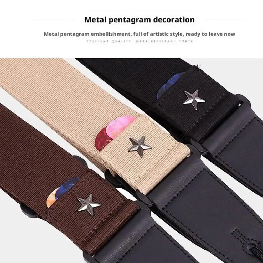 Wear Resistant Acoustic Bass Thicken Shoulder Belt Parts Anti Slip Adjustable Length Guitar Strap Star Embellish Soft 