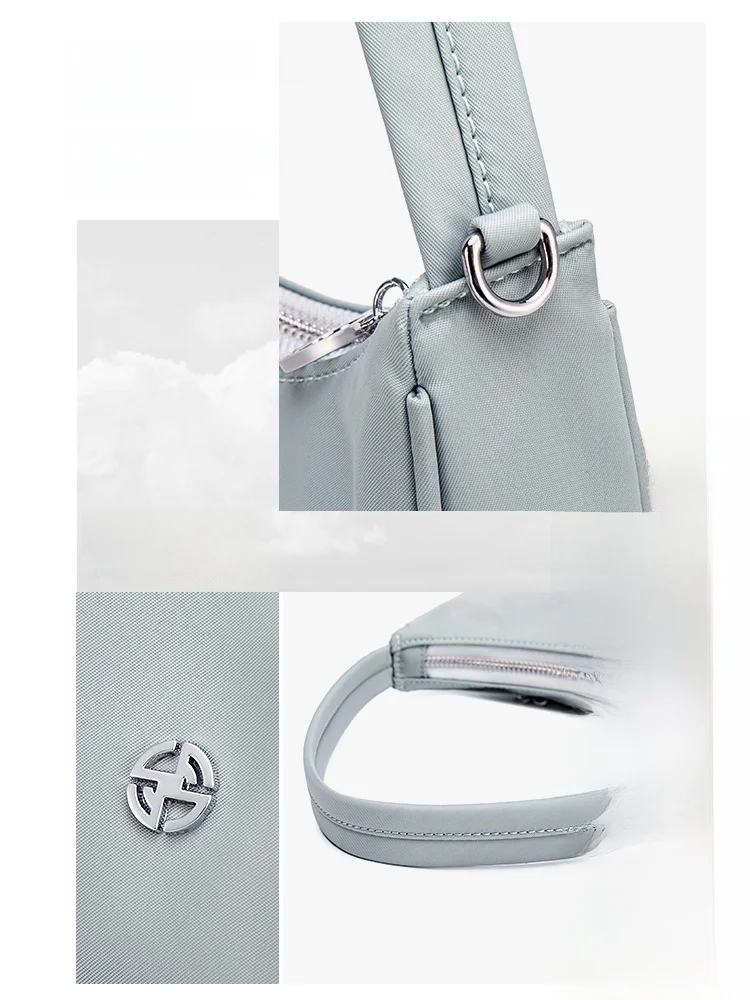 

Leven Nylon Canvas Bla Underarm Bag French Bread Women's Faion Casual High-End Feel Small Bag Single oulder Handbag